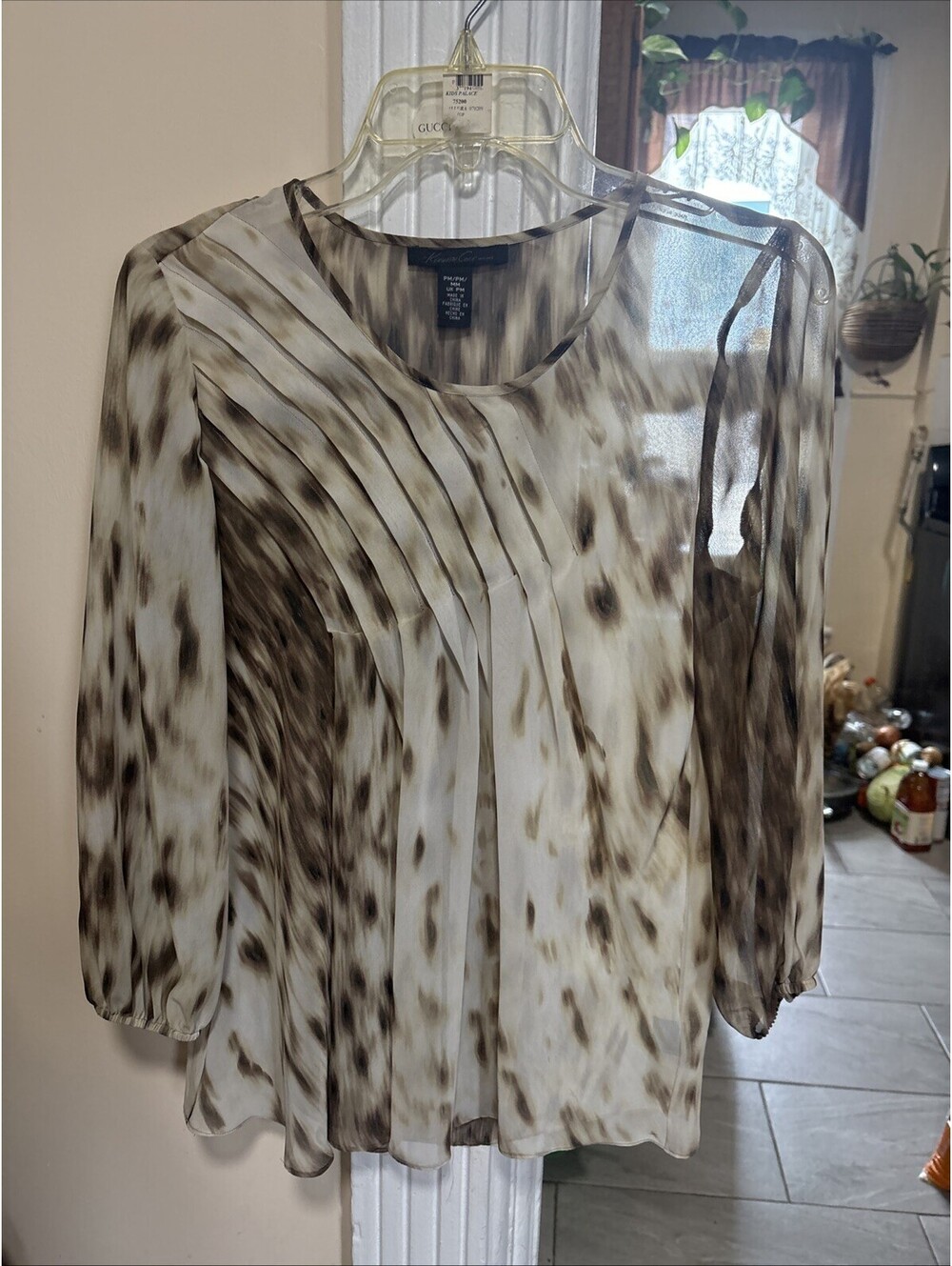 Kenneth Cole Women'sl Log Sleeve Blouse